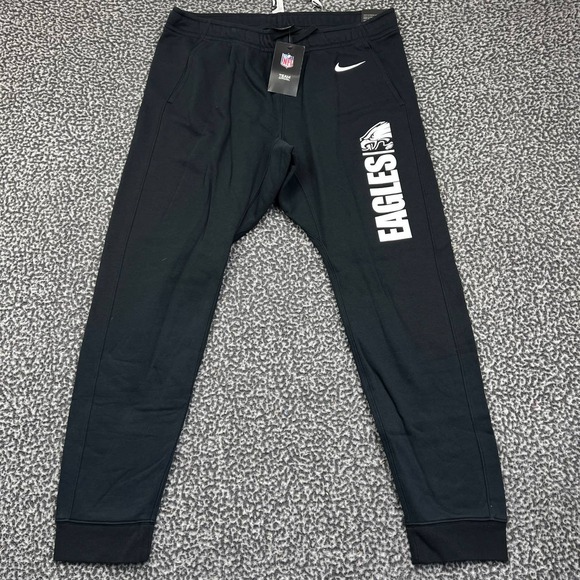 Nike Sweatpants Men Large Black Philadelphia Eagles NFL Drawstring‎ New 36x30